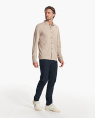 Long Sleeve Knit Twill Button Down